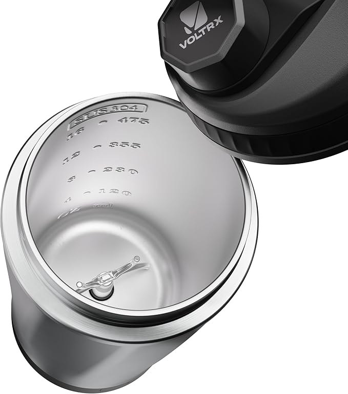 VOLTRX ChillMix Shaker Bottle Insulated Stainless Steel - USB C Rechargeable Electric Protein Shake Mixer, Shaker Cups for Protein Shakes and Meal Replacement, Midnight Navy, 16 oz