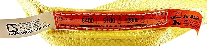 DD Sling (USA Made) 1" & 2" Widths by 4' to 12' Lengths in Listing, 2 Ply, Endless Nylon Lifting Slings, 900 Webbing, 6,400 lbs Vertical, 5,100 lbs Choker, 12,800 lbs Basket, USA Made Nylon (1"x 10')