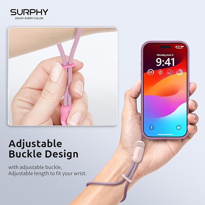 SURPHY 2 Pack Phone Lanyard for Cellphone Case, Phone Wrist Strap for Case, Cellphone Strap with 2-Color Braided, Charm Wrist Lanyard for Women and Men, Pink & Rose Pink