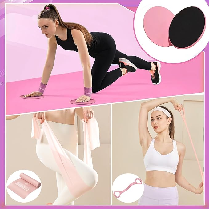 Pilates Ring Essentials Kit for Women, Styled in Soft Macaron Creams - Yoga Exercise Equipment Set for Home Workouts with Magic Circle, Mini Ball & Accessories - Fitness Ring Set for Beginners