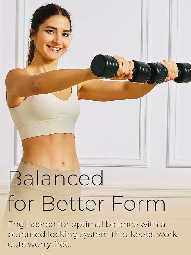 Adjustable Dumbbell Set|2LB 3LB 4LB 5LB Light Hand Weights for Women|One-Twist Weight Adjustment|Non-Slip Curved Grip Handle|Free Weights for Home Gym, Rehab, Pilates, Yoga, Strength Training