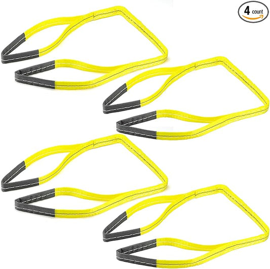 4 Pcs Lift Sling Straps Heavy Duty Web Slings Straps Polyester Nylon for Hoist Car Outdoor Using
