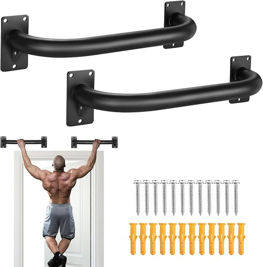 TOBWOLF 2PCS Wall Mount Doorway Pull Up Bar, Heavy Duty Strength Training Chin Up Bars, Door Frame Pull-Up Bars Ceiling Wall Mounted, Thick steel Sturdy Hanging Pull-up Bar for Home Gym Workout