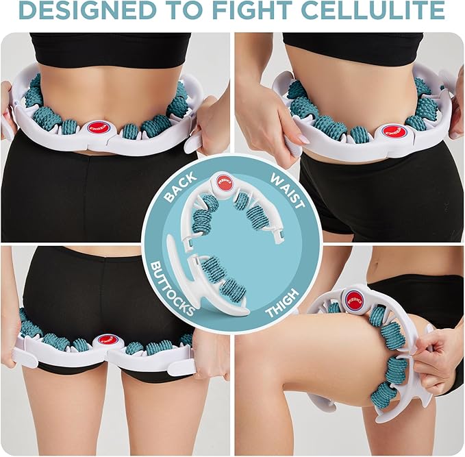 Cellulite Massage Tool Muscle Roller - Deep Fascia Massager & Dimpled Skin Remover for Legs, Thighs & Buttocks - Anti-Cellulite Roller, Smooth Skin, Pain Reliefs (Green)