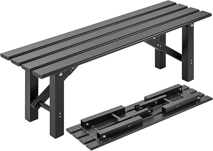 TECSPACE 3-Person Instant Folding Bench, 330 LBS Capacity Lightweight Aluminum Foldable Bench, No Assembly Required