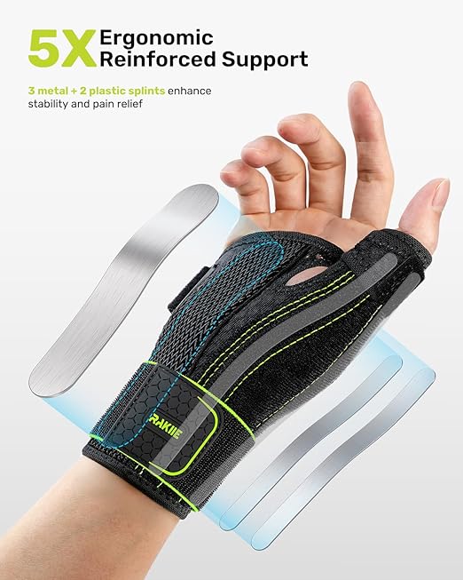 Right Hand Wrist Brace for Women Men, Lightweight Soft Wrist Support for Carpal Tunnel Relief, Thumb Splint Right Hand for Arthritis, De Quervain's Tenosynovitis, Yellow L/XL(7.48-9.84")