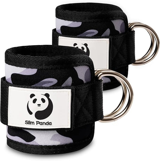 Slim Panda Ankle Strap for Cable Machine,Ankle Cuff for Kickbacks, Booty Hip Abductors,Glute Workouts, Leg Extensions, Curls for Men and Women, Adjustable with Double D-Rings
