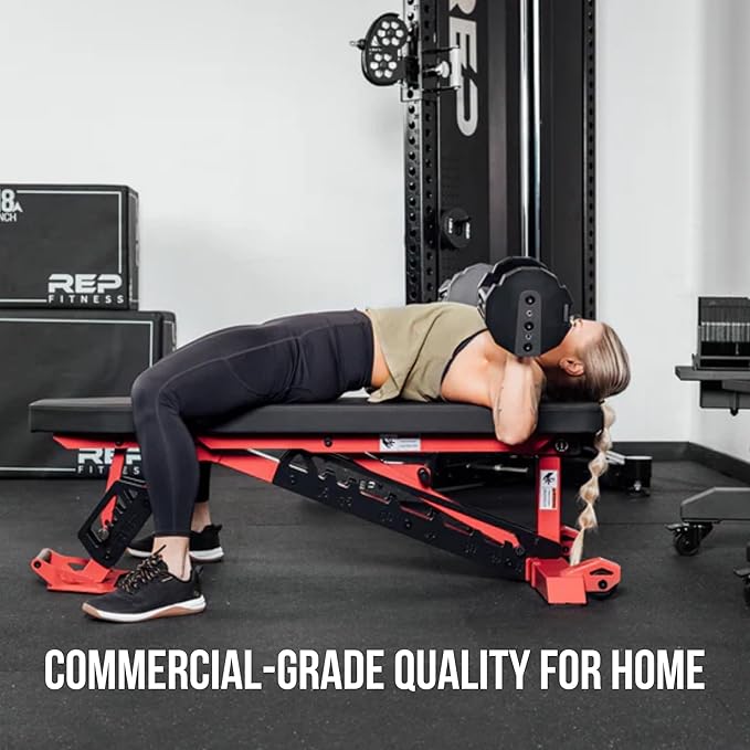 Rep Nighthawk Adjustable Weight Bench | Home Gym Incline Decline Flat Workout Bench | Heavy Duty Fitness and Strength Training Equipment | Foldable Space Saving Design