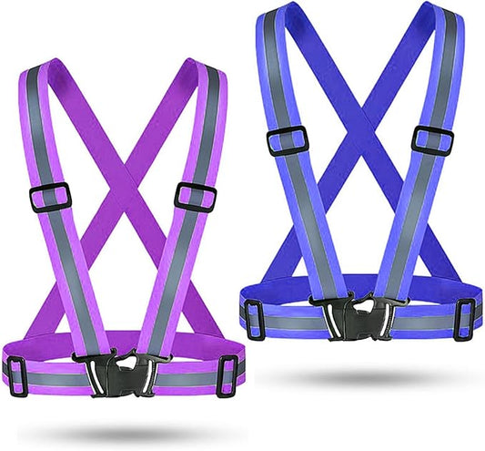 Reflective Vest Running Gear, 2Pack High Visible Safety VES for Cycling Jogging Running Walking, Adjustable for Men Women Kids