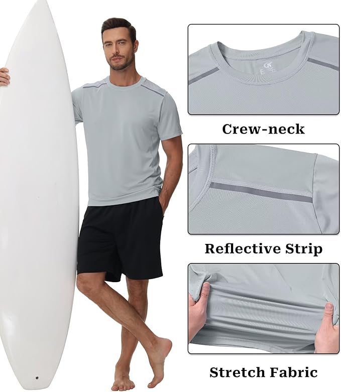 Yundobop Men's Athletic Workout T-Shirt Breathable Short Sleeve UPF 50+ Running Tee