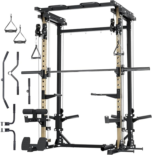 MAJOR FITNESS Drone3 Smith Machine, All-in-One Home Gym Power Rack with Cable Crossover, Pull-Up Bars, T-Bar & Squat Station, Heavy-Duty Full-Body Workout for Strength Training