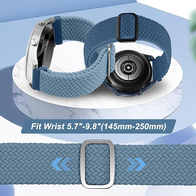 2 Pack Quick Release Braided Bands - 18mm 19mm 20mm 22mm 24mm Solo Loop Adjustable Soft Band for Women Men