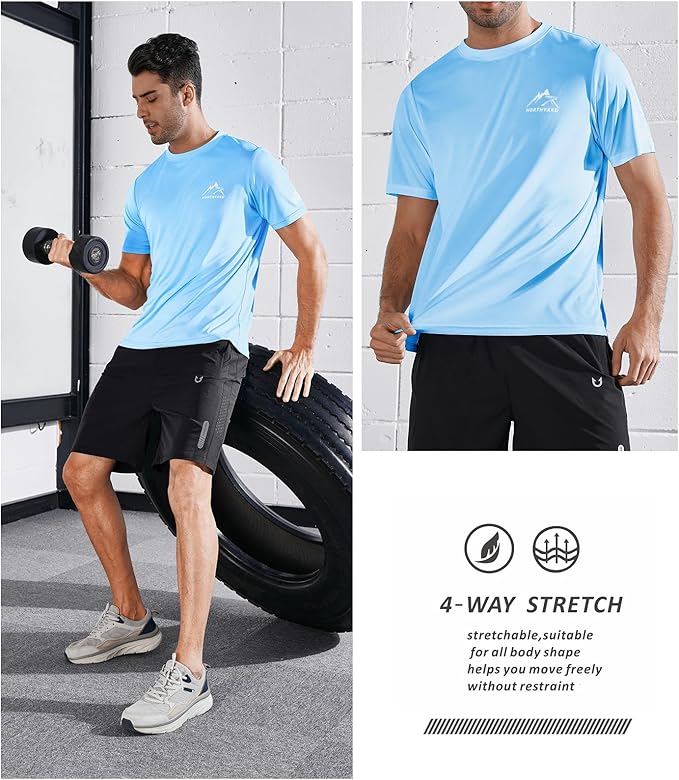 NORTHYARD Men's UPF 50+ Sun Protection Shirts Swim SPF UV Quick Dry Short Sleeve T-Shirts for Athletic Fishing Rash Guard