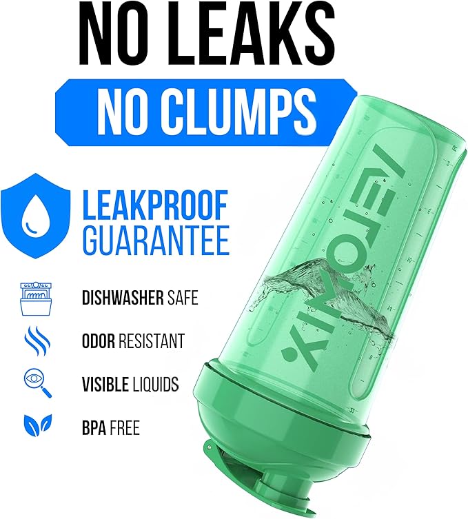 VELOMIX -2 Pack- 28 oz Protein Shaker Bottles for Protein Mixes - 2x Wire Whisk | Leak Proof Shaker Cups for Protein Shakes | Protein Shaker Bottle | Shakers for Protein mix-Turquoise&Transparent