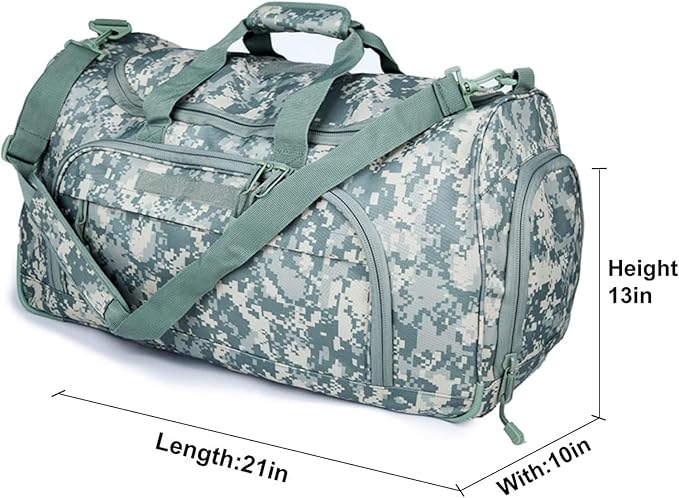 HYKING Gym Bag for Women & Men Tactical Duffle Military Weekender Work Out Lightweight Waterproof Sports Tote Shoe Pocket ACU