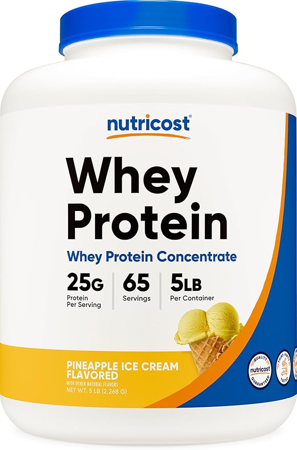 Nutricost Whey Protein Powder Pineapple (5 LBS) - Gluten-Free, GMO-Free, from Whey Protein Concentrate