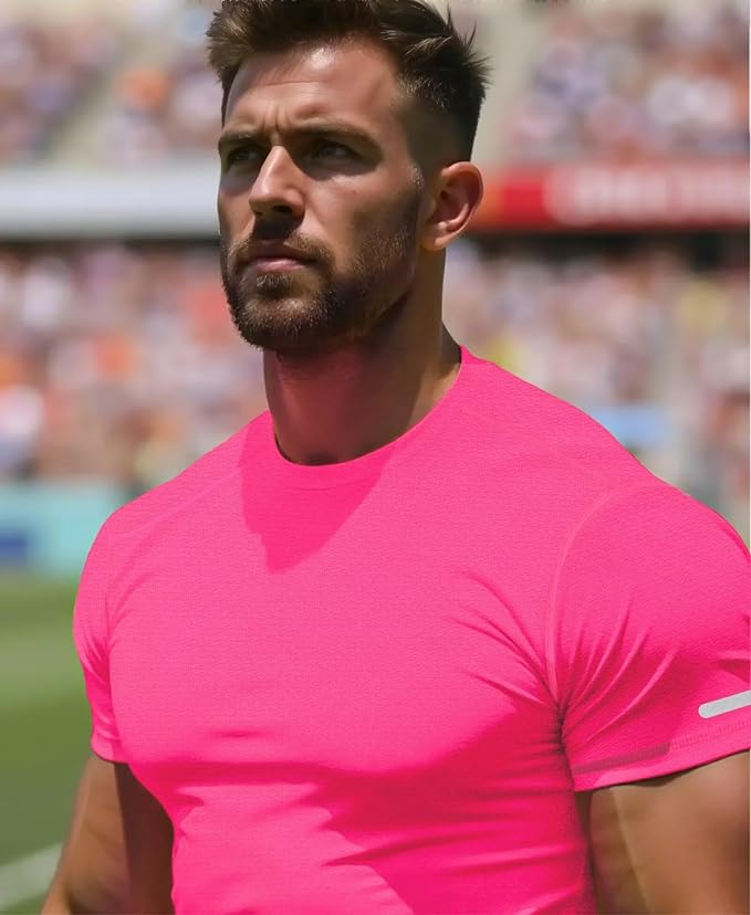 Workout Shirts Men Moisture Wicking T-Shirt Quick Dry Running Short Sleeve Gym Performance Active Tee Athletic Fit