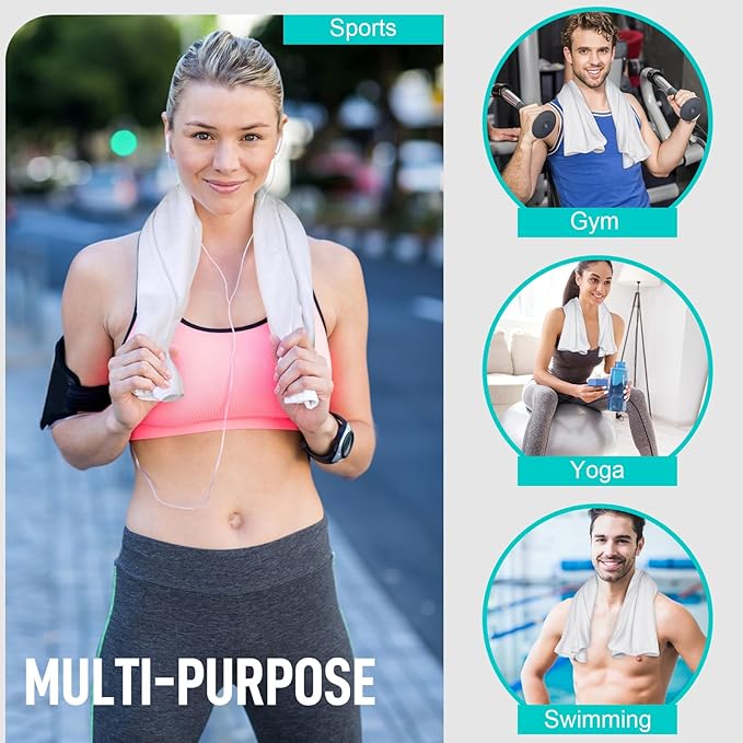 SINLAND Microfiber Gym Towels Sports Fitness Workout Sweat Towel Super Soft and Absorbent 3 Pack 16 Inch X 32 Inch