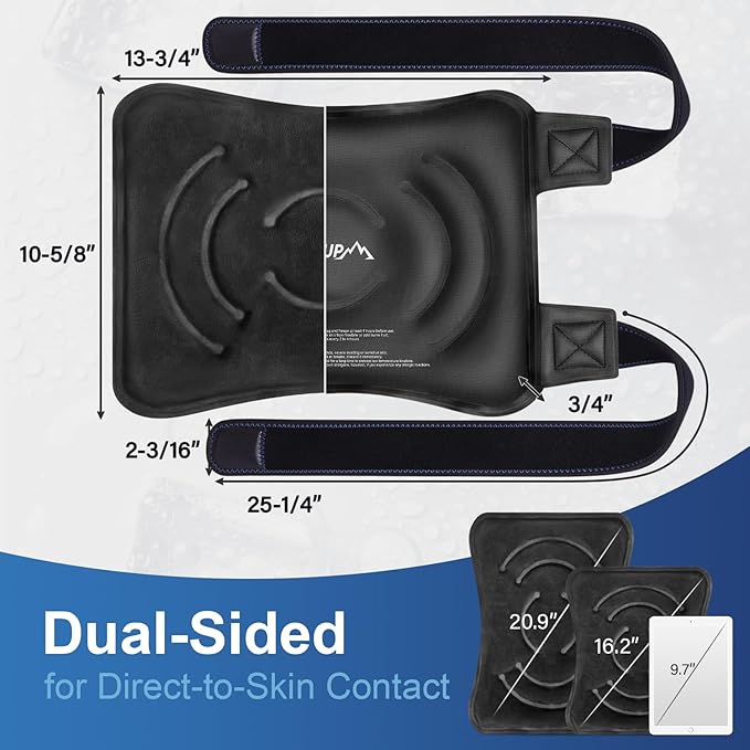 APEXUP Ice Pack for Knee Pain Relief, Large Reusable Wrap After Surgery, Flexible Gel Cold Pack for Injuries, Pain Relief for Back, Shoulder, Elbow, Ankle and Leg (Black, L, 2PK)