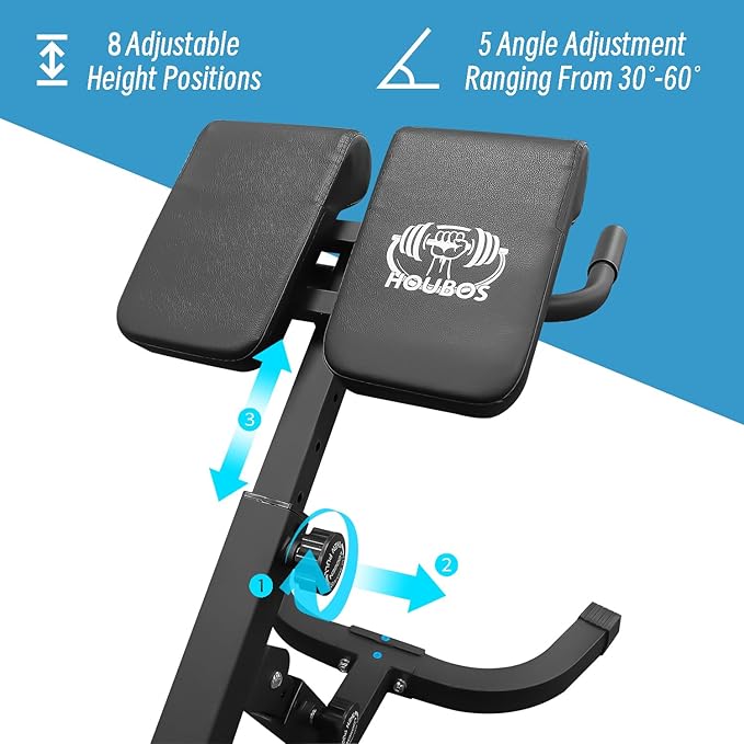 Hyper Back Extension Roman Chair - Back Extension Bench Machine for Glute, Hamstring and Lower Back, Multi-Functional Bench for Full All-in-One Body Workout, Foldable for Home Gym Fitness