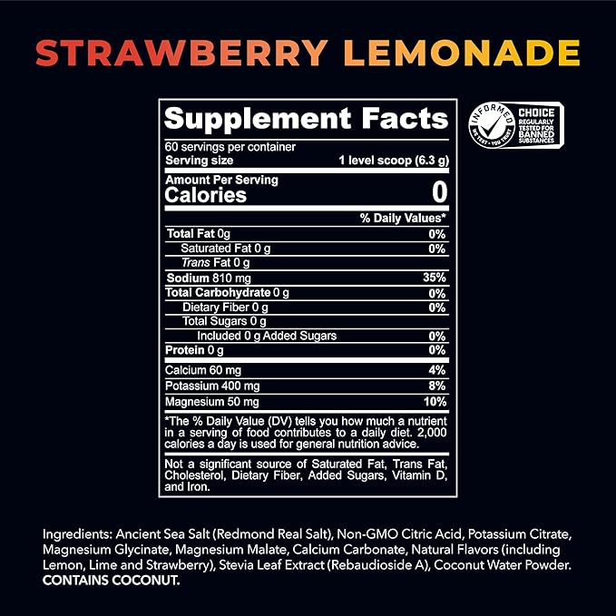 REDMOND Re-Lyte Hydration Electrolyte Drink Powder Mix (Strawberry Lemonade) 30 Stick Packs