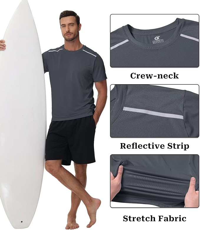 Yundobop Men's Athletic Workout T-Shirt Breathable Short Sleeve UPF 50+ Running Tee