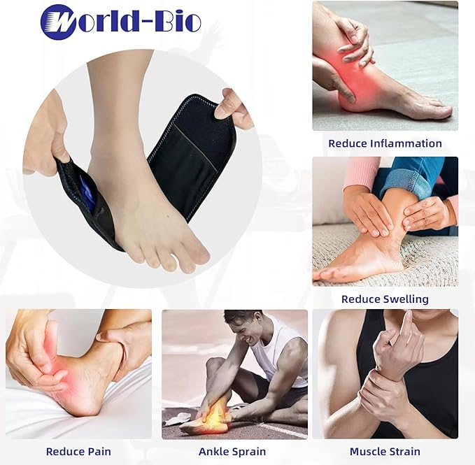 Ankle Ice Pack Wrap for Foot Pain Relief - Ankle Ice Packs for Injuries Reusable Gel Ice Pack for Sprains, Muscle Pain, Bruises - Foot Ice Pack Wrap for Wrist, Knee, Elbow, Achilles Tendon, Shin