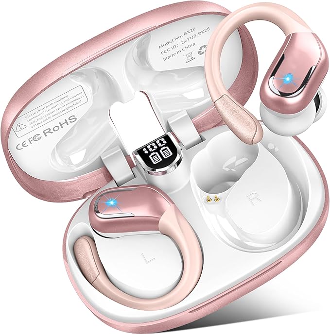 Wireless Earbud, Bluetooth 5.4 Headphones 75Hrs Playtime, 2025 Bluetooth Earbuds Deep Bass Noise Cancelling Mic, Ear Buds with Sport Earhooks, IP7 Waterproof Wireless Earphones for Workout/Running/Gym