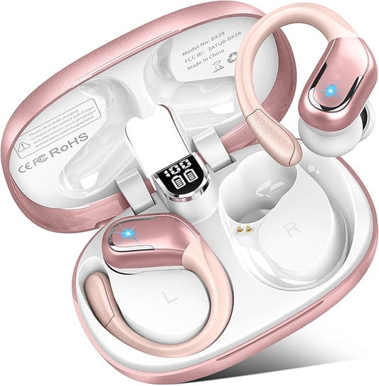 Wireless Earbud, Bluetooth 5.4 Headphones 75Hrs Playtime, 2025 Bluetooth Earbuds Deep Bass Noise Cancelling Mic, Ear Buds with Sport Earhooks, IP7 Waterproof Wireless Earphones for Workout/Running/Gym