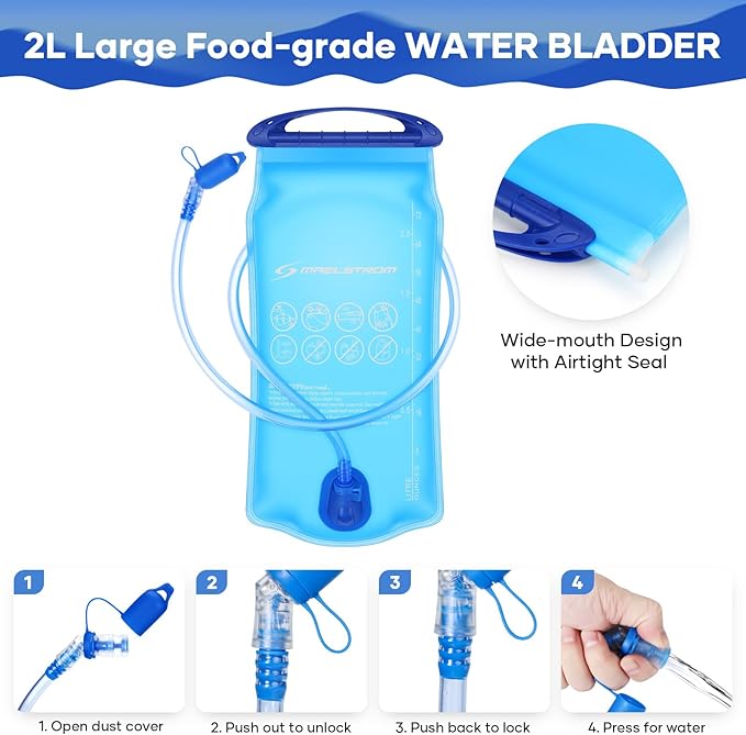 Maelstrom Running Hydration Vest, Hiking Backpack with 2L Water Bladder for Cycling Rave for Men Women