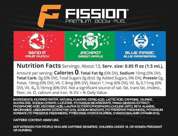 Cirkul Fission Caffeine Flavor Water Variety Pack, Makes 36 Drinks, No Sugar, Zero Calorie Drink Mix, (2 Send It, 2 Jackpot, 2 Blue Magic)