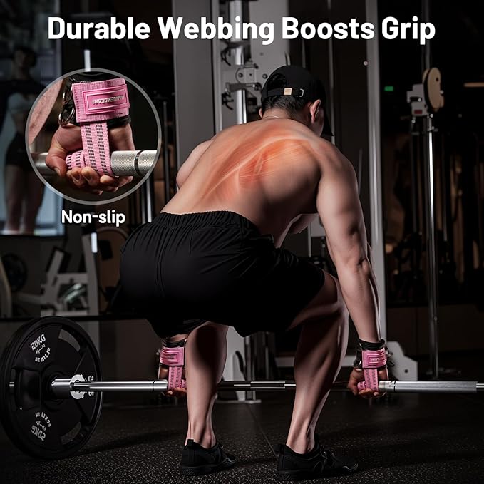 MANUEKLEAR Non-Slip Wrist Straps for Weightlifting Deadlifting, Gym Lifting Straps with D Rings for Cable Machine Workout, 10mm Neoprene Padded Weight lifting Wrist Wraps for Men Women