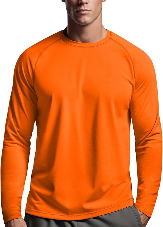 Zengjo Mens Long Sleeve Workout Shirts Moisture Wicking Running Athletic Sport Performance T-Shirt Lightweight SPF Sun Shirt