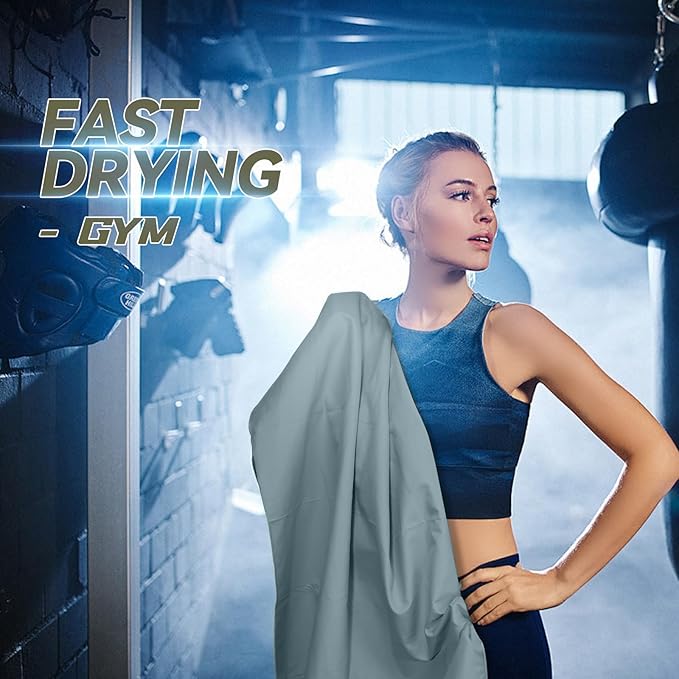 Microfiber Beach Towel-Perfect for Travel, Sports, Camping, Swimming, Yoga, Gym- Quick Dry, Sand Free, Compact, Lightweight, Absorbent (Grey,Large(160x90cm, 63x35”))