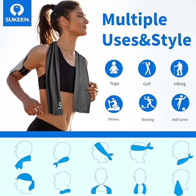 Sukeen Cooling Towel for Neck and Face (40"x12"), Microfiber Bulk Cooling Towels for Athletes Cooling Neck Wraps Instant Cooling Towels for Yoga,Gym,Golf,Running,Fitness and Workout