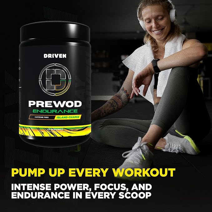 Driven PREWOD Caffeine-Free Pre-Workout – 25 Servings – Stimulant-Free Supplement with Beta-Alanine, Citrulline & Electrolyte Support – Focus, Endurance & Strength for High-Intensity Training