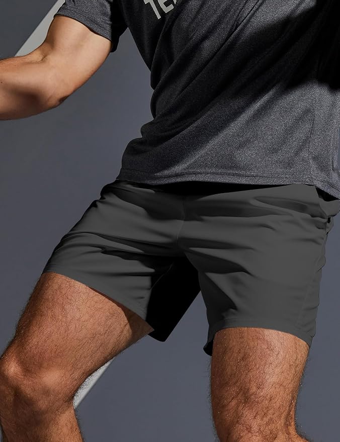 Aolesy Men's 5''/7'' Running Shorts Quick Dry Workout Gym Shorts with Pockets, Tennis Training Athletic(Linerless & Liner)