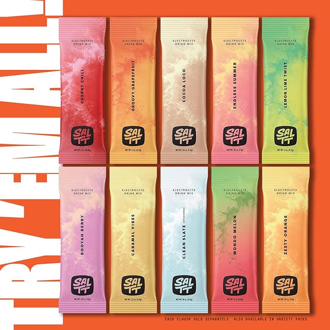 SALTT Electrolytes Powder Flavored Drink Mix - Blue Slushies - 30 Hydration Packets - Magnesium, Potassium, Sodium, Trace Minerals - Zero Sugar & Gluten Free - Travel Essentials