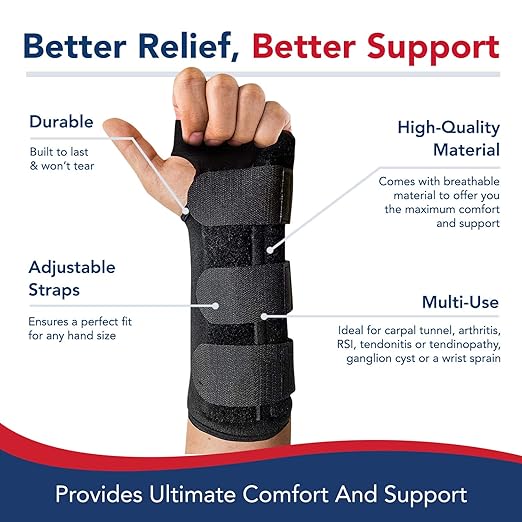 Doctor Developed Carpal Tunnel Wrist brace, Relief for carpal tunnel, injuries, wrist support for arthritis, hand support with wrist splint (Left Hand)