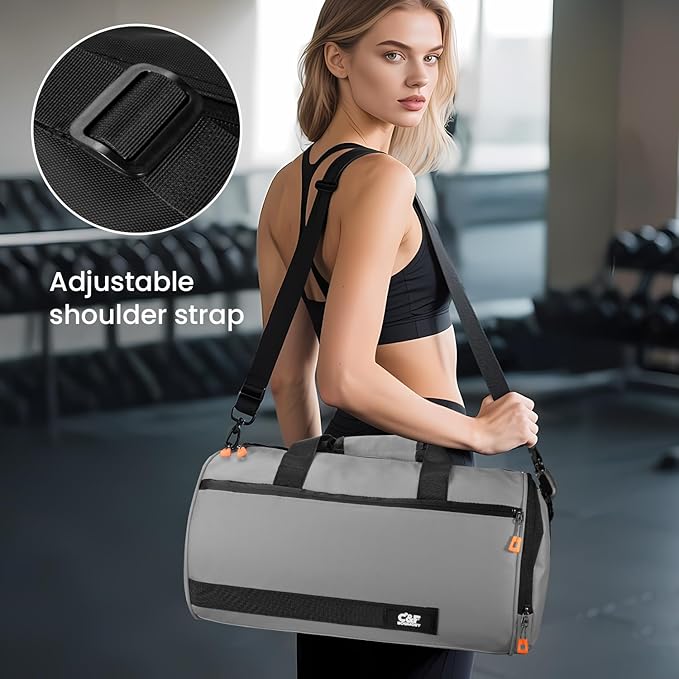 C&F BOGMOST Small Travel Duffel Bag,Compact Sports Small Gym Bag with Shoes Compartment,Lightweight Duffel Bag for Men & Women,Personal Item Travel Bag Weekender Bags for Travel Sports Gym -Light Gray