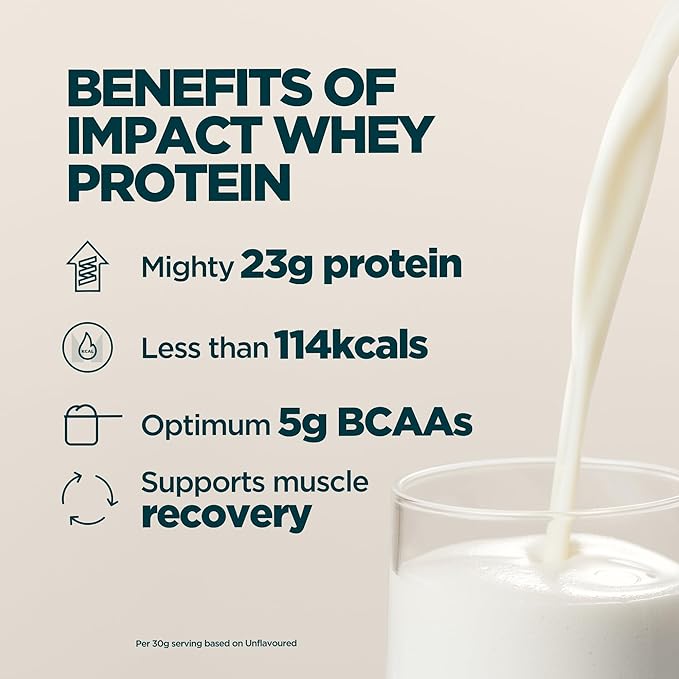 Myprotein Impact Whey Protein Powder, 2.2 Lbs (32 Servings) Vanilla Ice Cream, 22g Protein & 5g BCAA Per Serving, Protein Shake for Superior Performance, Muscle Strength & Recovery, Gluten Free