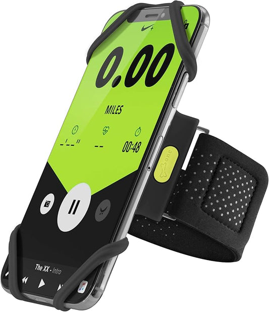 【Bone】 Run Tie Running Armband Phone Holder, Cell Phone Arm Band for Apple iPhone 14 13 12 11 Pro Max Mini XS XR X 8 7 6 Plus Galaxy S10 S9 S8 Smartphone, Phone Size 4-6.7" Black XL