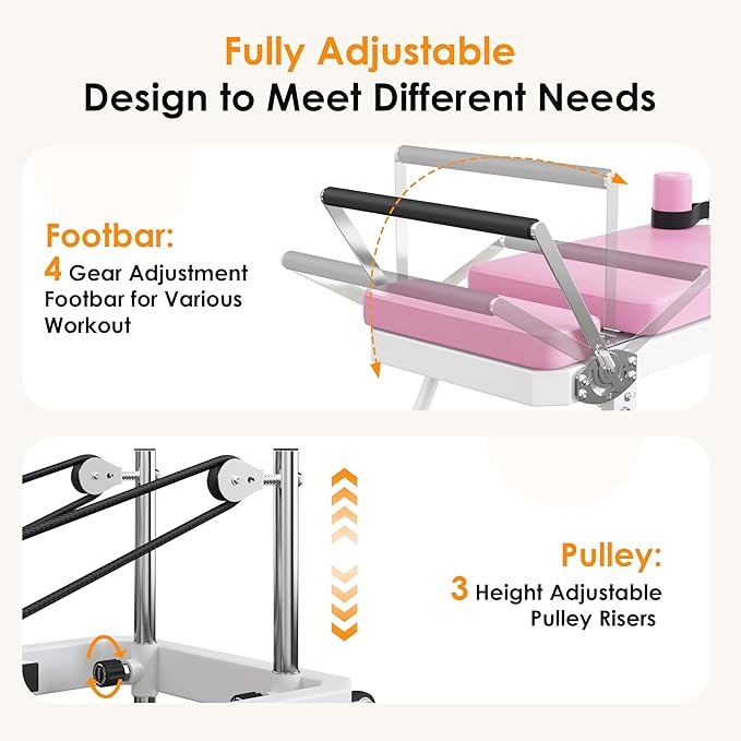 SogesPower Pilates Reformer Machine for Home Gym Workout, Foldable Pilates Equipment with High Strength Alloy Springs for Beginners, Up to 400lbs