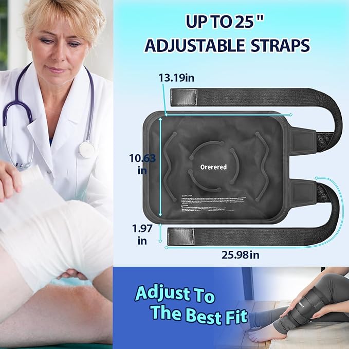 Ice Packs for Injuries Reusable, Knee Gel Ice Pack Wrap Pain Relief for Knee Replacement Surgery, Swelling, Meniscus Tear, ACL, Sports Injuries, Bruises and Arthritis, Elbow Ice Pack Black