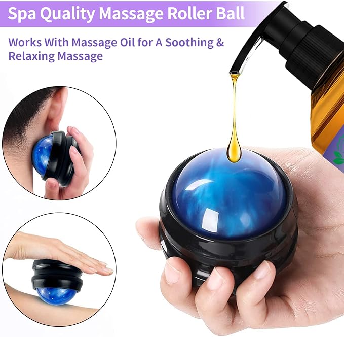 3 Pack Massage Oil for Massage Therapy,Sore Muscle Arnica Oil & Relaxing Lavender Oil & Ginger Oil Lymphatic Drainage & Massage Ball,Spa Massage Kit Christmas Gifts Stocking Stuffers for Men Women