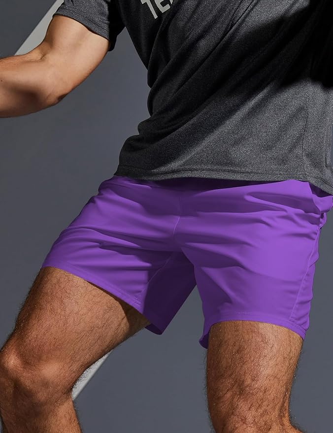 Aolesy Men's 5''/7'' Running Shorts Quick Dry Workout Gym Shorts with Pockets, Tennis Training Athletic(Linerless & Liner)