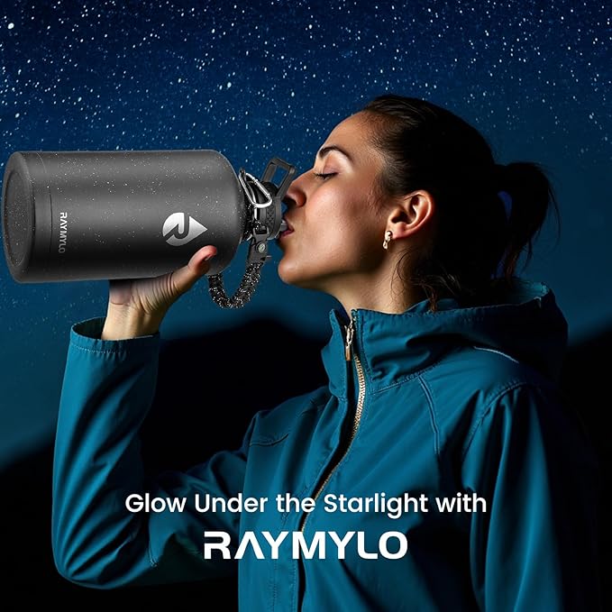 128oz Insulated Water Bottle, Triple Wall Vacuum Stainless Steel Water Bottles - Keeps Cold 48H, Reusable One Gallon Flask Jug for Gym, Sports, Camping, Hiking,Travel, Starry Sky-Black