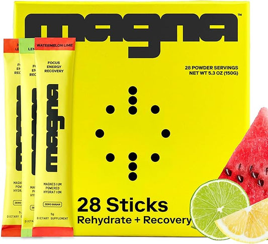 MAGNA Electrolyte Powder Drink Mix for Hydration, Energy & Focus Support with Magnesium L Threonate, Sodium, Potassium, Vitamin D, B6 & B12, Sugar Free, Variety Pack, 28 Servings