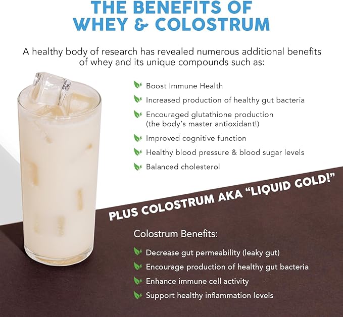 Paleovalley 100% Grassfed Whey Protein Powder with Colostrum, 13g Protein, Vanilla, Muscle Building, Immune Support, Gut Health