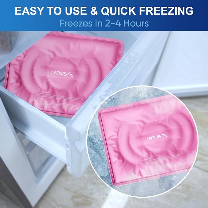 APEXUP Gel Ice Packs for Injuries Reusable, Flexible Double Sided Cold Packs for Injuries, Ice Pack for Knee, Shoulder, Back, Hip, Leg, Arm (Pink, L, 1PK)